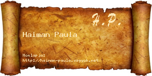 Haiman Paula névjegykártya